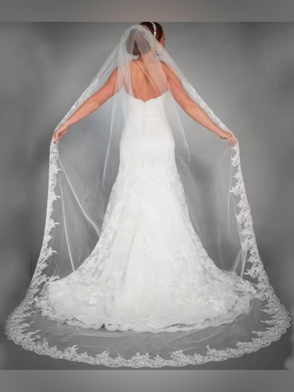 Ivory Lace-Edged Bridal Veil